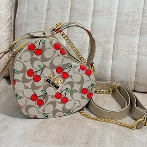 Coach Heart-Shaped Crossbody Bag with Cherry Print